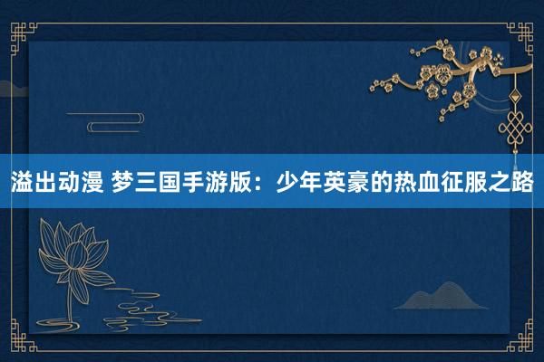 溢出动漫 梦三国手游版：少年英豪的热血征服之路