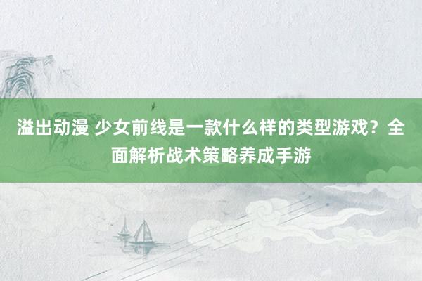 溢出动漫 少女前线是一款什么样的类型游戏？全面解析战术策略养成手游